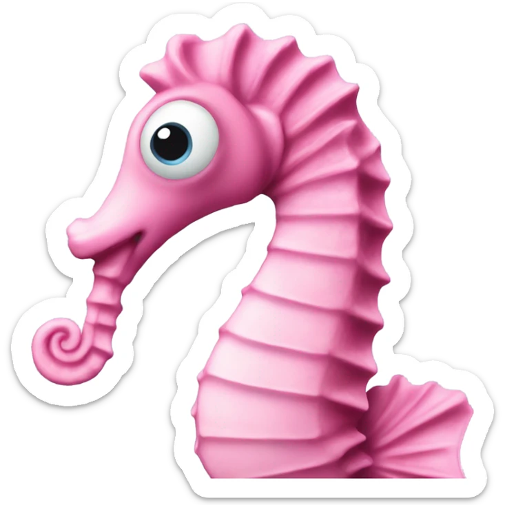 Pink seahorse with black dots as eyes and very small light blue details sticker