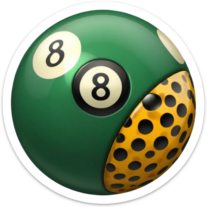 eight ball, the 8 is green and the ball is cheetah print  sticker