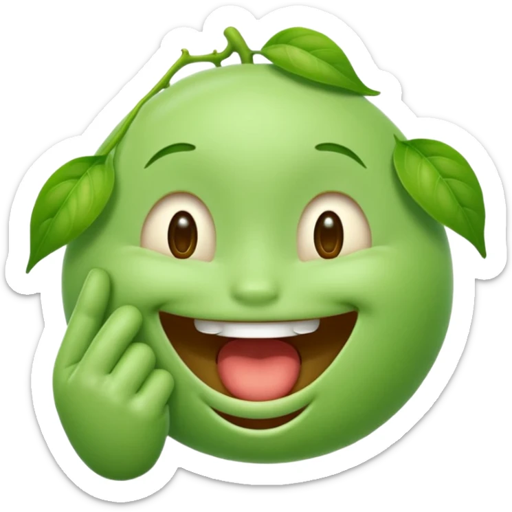 emoji of a soybean character laughing with hand over mouth sticker