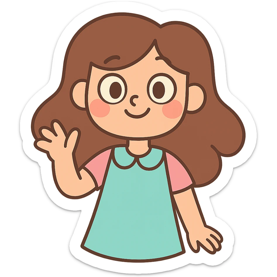 pastel toon style cute girl with brown hair sticker