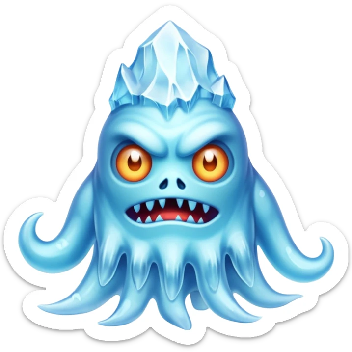 a scary creepy ice monster, eldritch ice monster, monster made of ice sticker