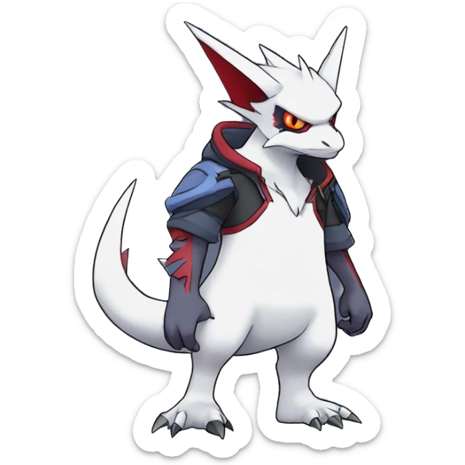 Cool Edgy Zangoose-Absol-Seviper Fakémon Digimon with Edgy markings, full body, outlined sticker