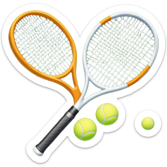 A tennis racket and ball on a grass or hardcourt surface, symbolizing the sport. The racket has a sleek design with tightly strung strings, while the bright tennis ball rests nearby, capturing the essence of precision, agility, and competition. sticker
