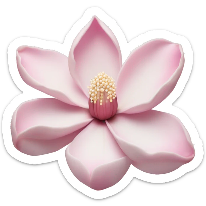 Magnolia "A delicate pastel pink magnolia blossom with velvety, glowing petals surrounded by a dreamy halo of soft sparkles." sticker