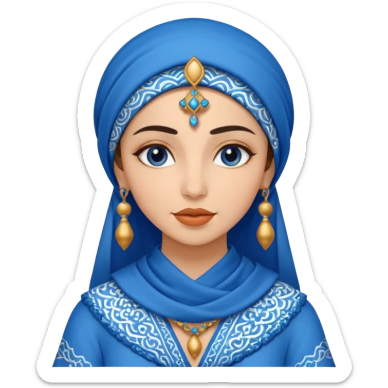 woman in moroccan culture style blue detailed sticker
