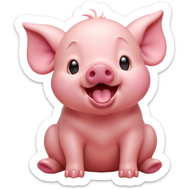 Cinematic Cute Yawning Piglet Portrait Emoji, Head tilted slightly with a dramatic, wide-open yawn, showcasing a soft, delicate rosy-pink hide with tiny droopy ears, round beady eyes barely open in drowsy contentment, Simplified yet irresistibly adorable features, highly detailed, glowing with a soft, cozy glow, high shine, relaxed yet expressive, stylized with a touch of playful whimsy, bright and endearing, soft glowing outline, capturing the essence of a sleepy yet affectionate piglet, so drowsy it feels like it could stretch out of the screen and curl up for a nap! sticker