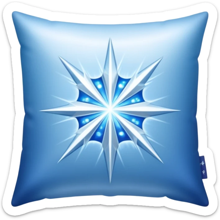 simple magical pillow emoji, shimmering blue and silver, with a frosty, sparkling aura sticker
