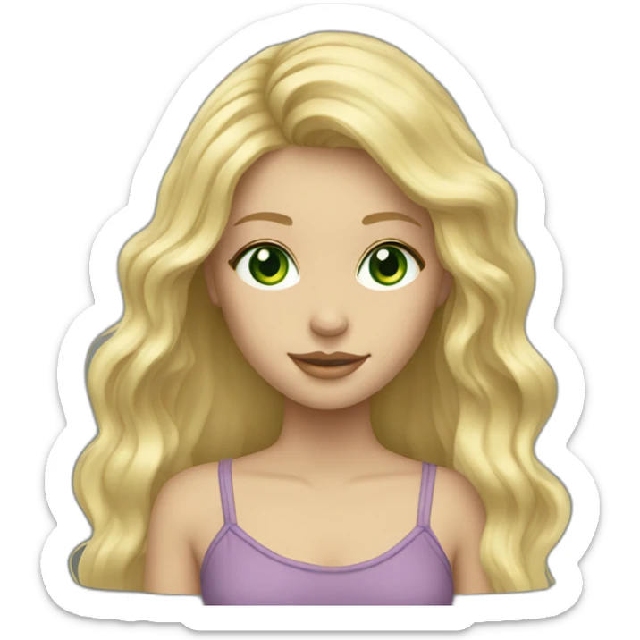 Blonde Long hair girl green eyes sticker