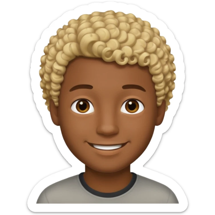 Chico joven latino, piel muy morena, pelo rubio corto rizado sticker