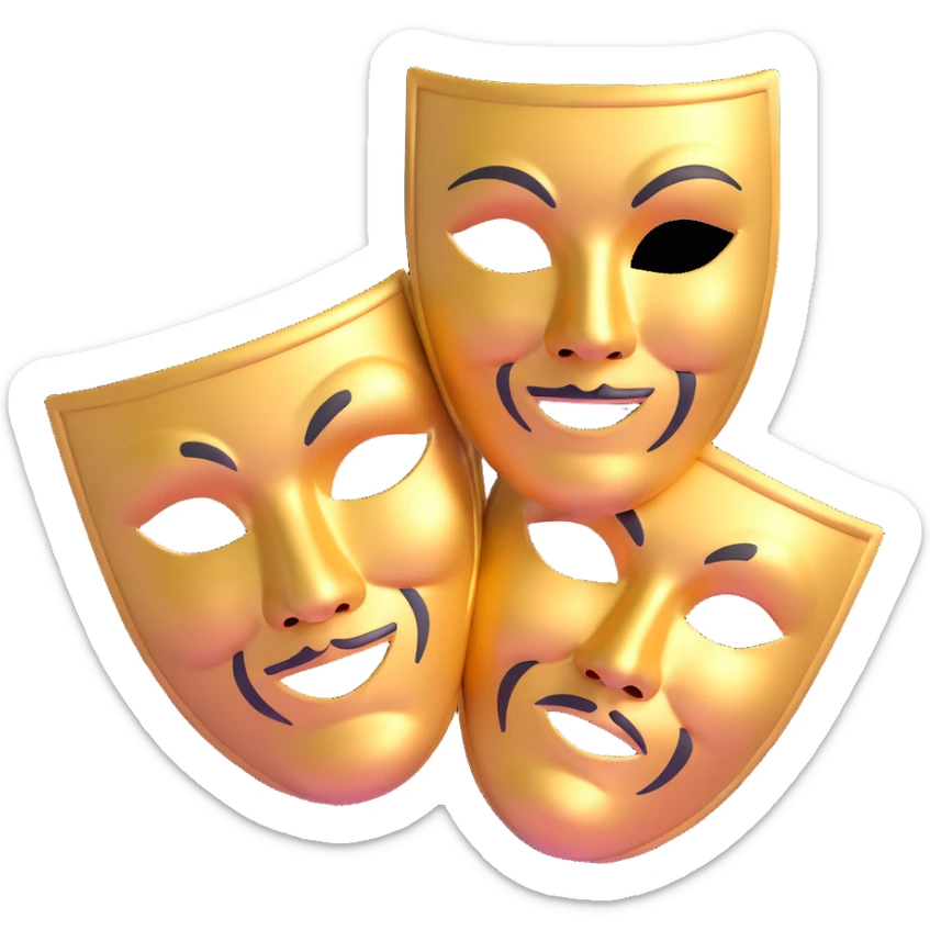 traditional Greek theatre masks, classical comedy and tragedy masks, theatrical drama masks sticker