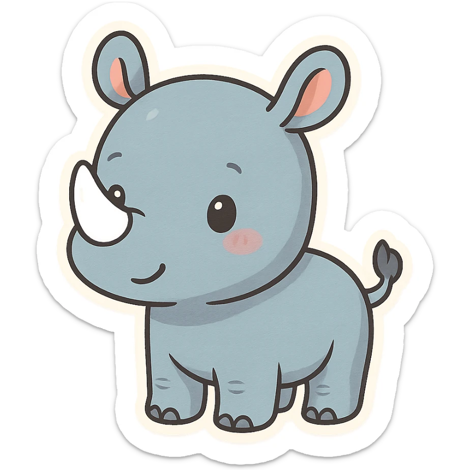cute blue baby rhinoceros sticker