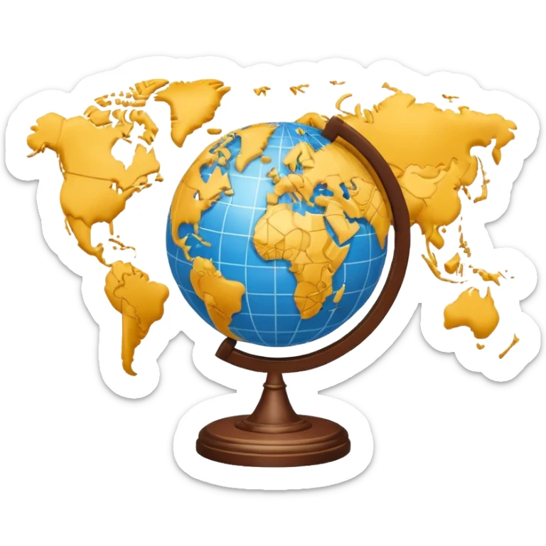 Minimal 3D emoji style stock chart combined with globe, international stocks icon, financial market symbol, neutral colors, clean shading, professional look, transparent background, no flags, no brand logos sticker