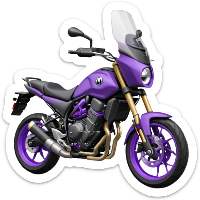 Créer un emoji copiable sur mon système iOS avec une moto mt07 noir mate nacré violet foncée. sticker