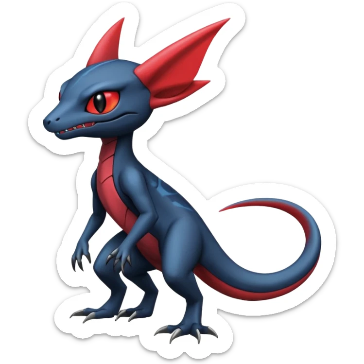 Dark edgy scary spooky cool badass realistic Heliolisk-Sneasel-Salandit-Cyclizar-Genesect-Pokémon, full body sticker