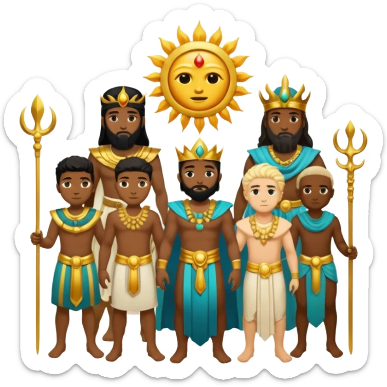 divine synergy between earth God, sun God, sea God and Death God sticker