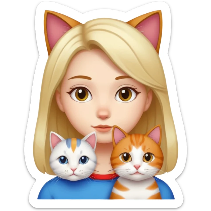 Błonie hair girl and tricolor cat sticker