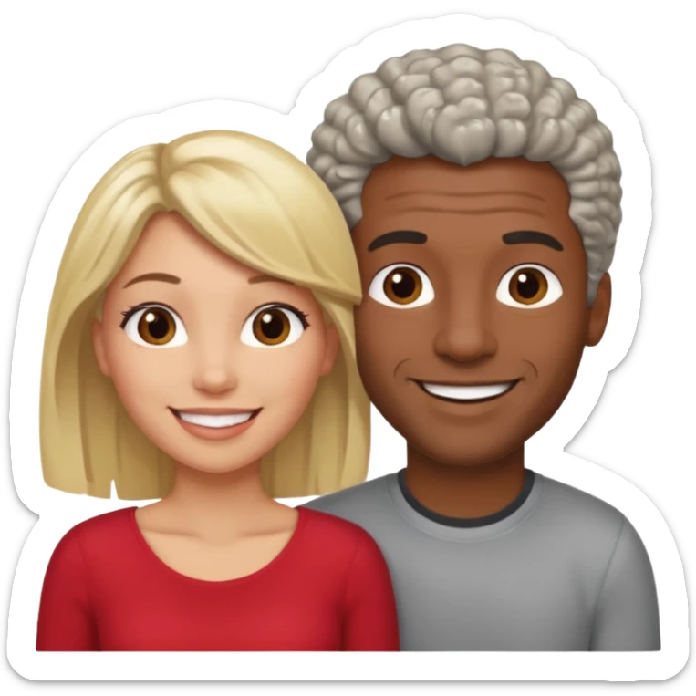 Black man salt n pepper hair smiling with blonde in love  sticker