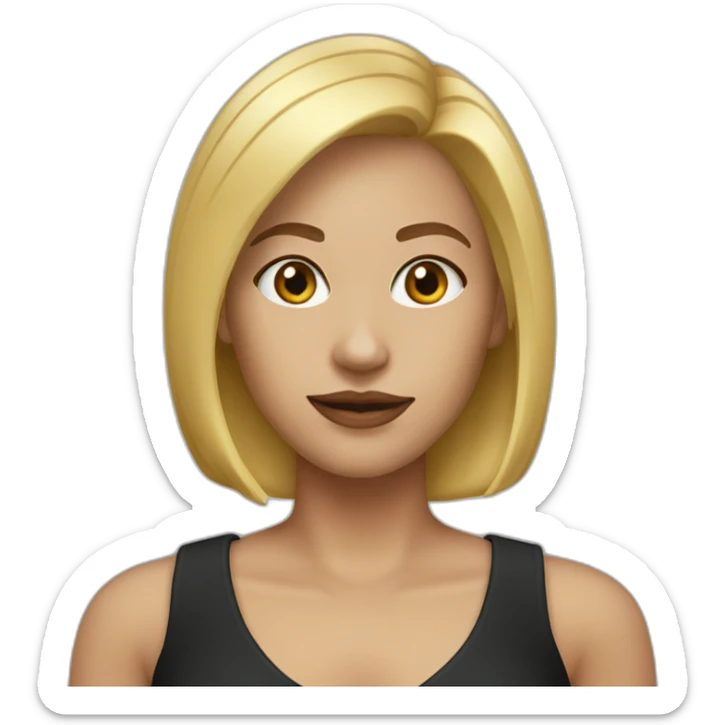 it woman blonde Bob hairstyle no glasses black outfit sticker