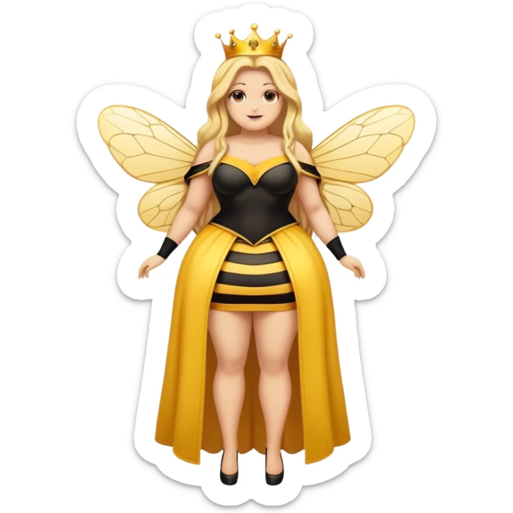 Full Body  plus size Queen bee woman with long blonde hair sticker