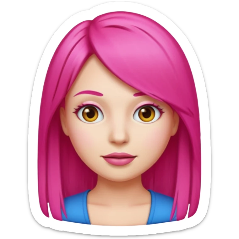 Emoji woman with hot pink straight hair sticker