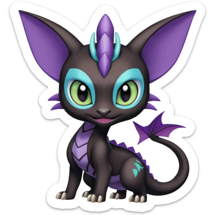 Meloetta-Purrloin-Spyro-Toothless-Stitch-Pokémon-Fakémon-creature-hybrid sticker