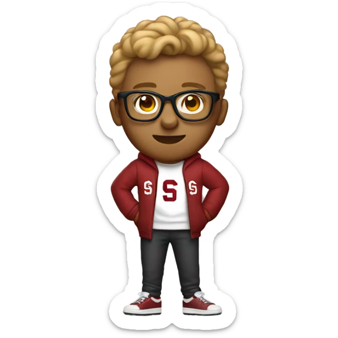 stanford nerd with glasses and stanford sweatshirt. full body including legs. the race of this person should be white sticker