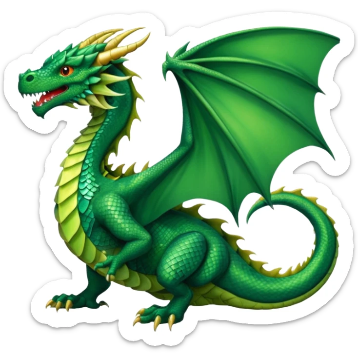 I need a character for an educational geography course in the style of a dragon that roars with fire green  sticker