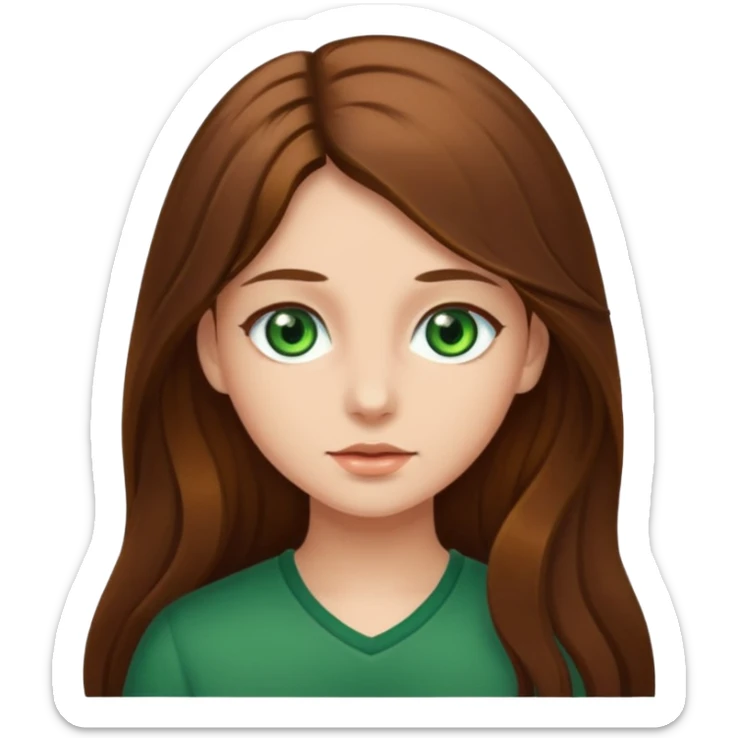 Girl with long brown hair and green eyes  sticker