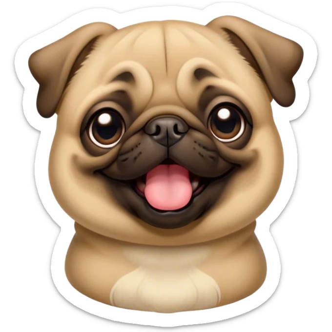 Cinematic Cute Yawning Fawn Pug Portrait Emoji, Head tilted slightly with a dramatic, wide-open yawn, showcasing a soft fawn coat with a velvety texture, floppy ears slightly drooping, round dark eyes barely open in drowsy contentment, Simplified yet irresistibly adorable features, highly detailed, glowing with a soft, cozy glow, high shine, relaxed yet expressive, stylized with a touch of whimsy, bright and endearing, soft glowing outline, capturing the essence of a sleepy yet affectionate companion, so drowsy it feels like it could stretch out of the screen and curl up for a nap! sticker
