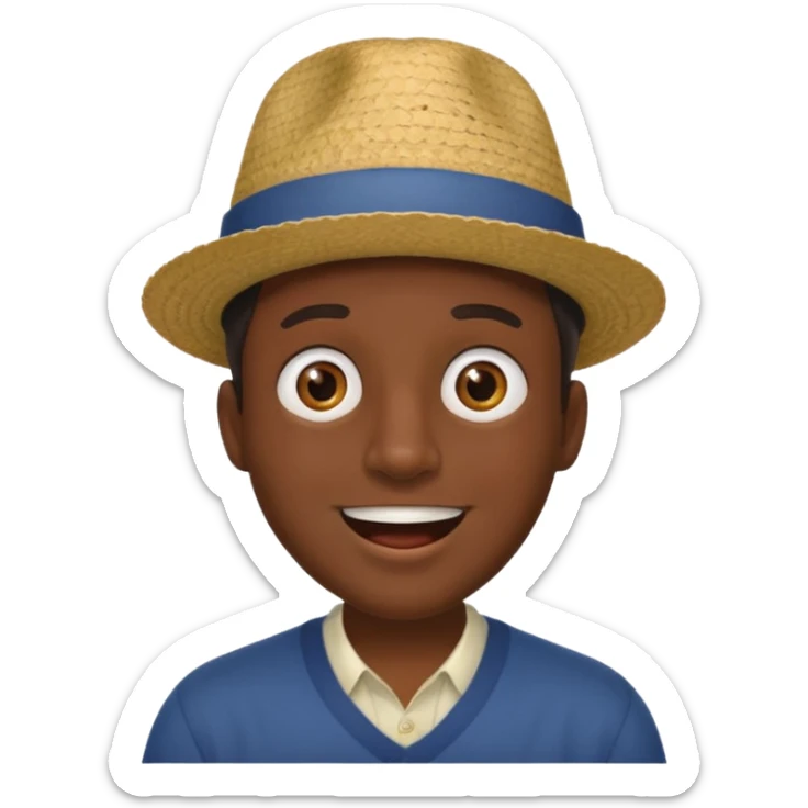 homme créole réunionnais  étonné  avec chapeau sticker