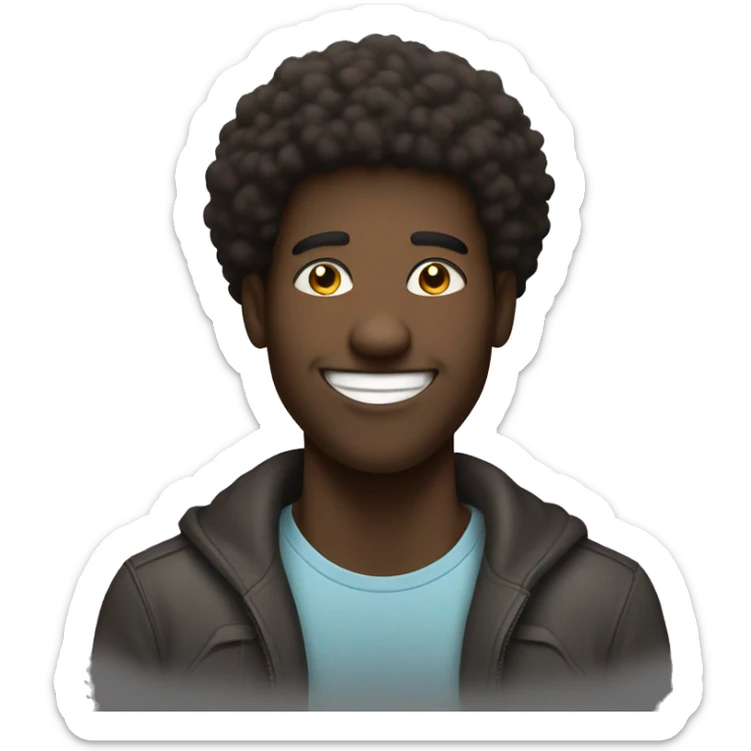  Black guy with an Afro and A face with wide eyes and a big smile, perfect for moments of victory. sticker