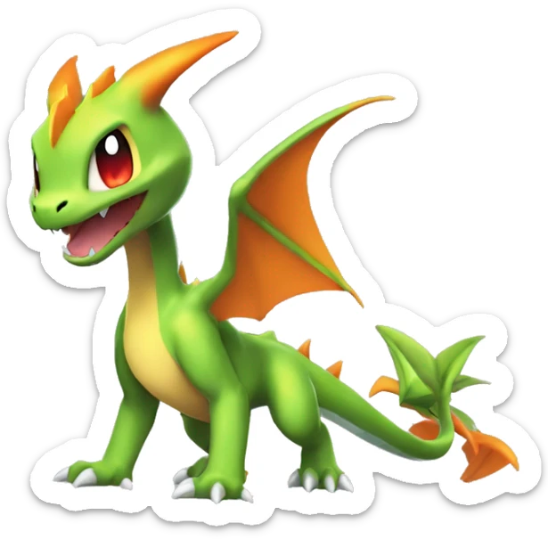 Cool Edgy Chibi Legendary Shiny Fakemon-Pokémon-Flygon-Charizard With Full Body Detailed High Quality sticker