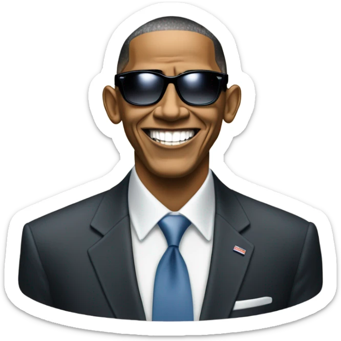 barack obama dunking a basketball wearing a suit and sunglasses sticker
