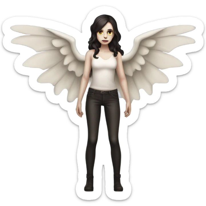 Pale skin, brunette demon woman with wings full body sticker