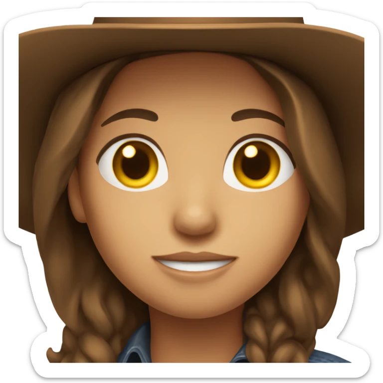 brown hair girl with deep brown cowboy hat, default yellow skin sticker