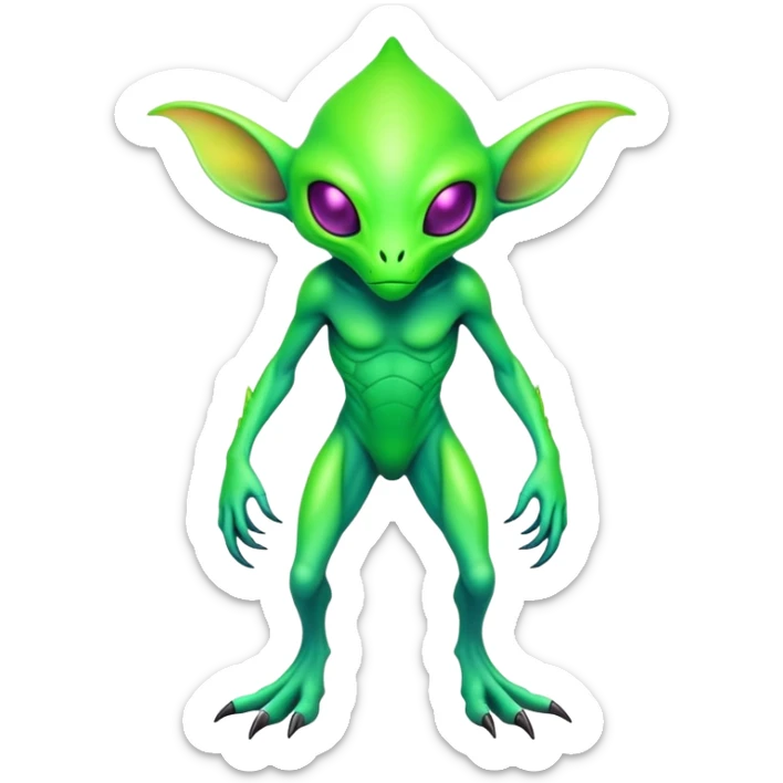 Tropical futuristic lush cool edgy neon Fionbri-Vernid-alien-creature (full body) sticker