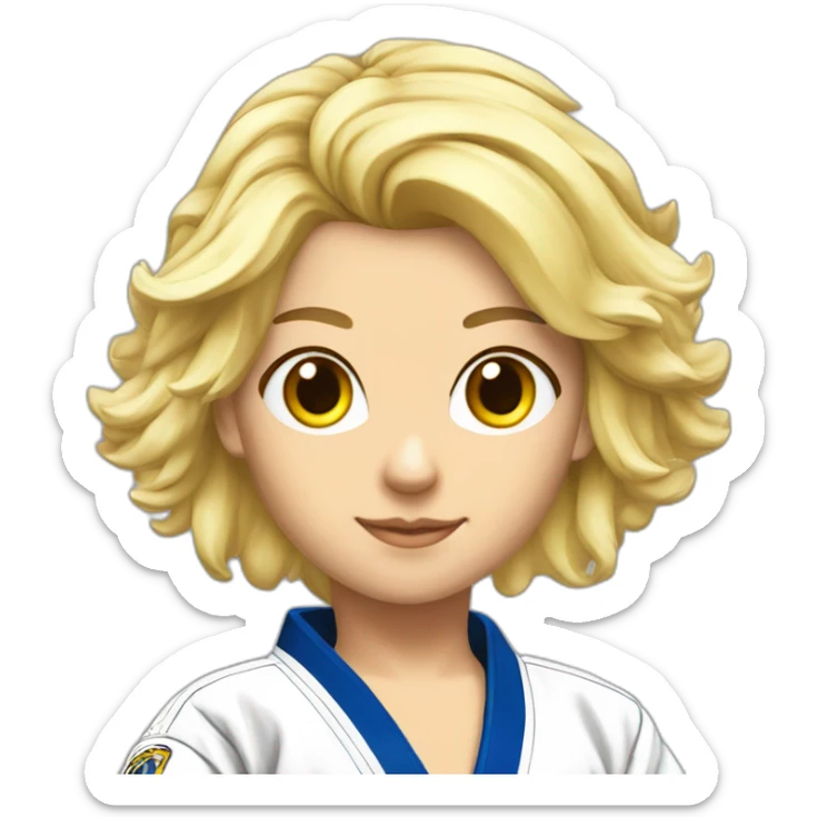 Beautiful blonde woman angel with wings wearing Jiu-Jitsu BJJ gi sticker