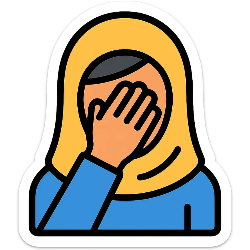 color outline icon of woman in hijab facepalming sticker