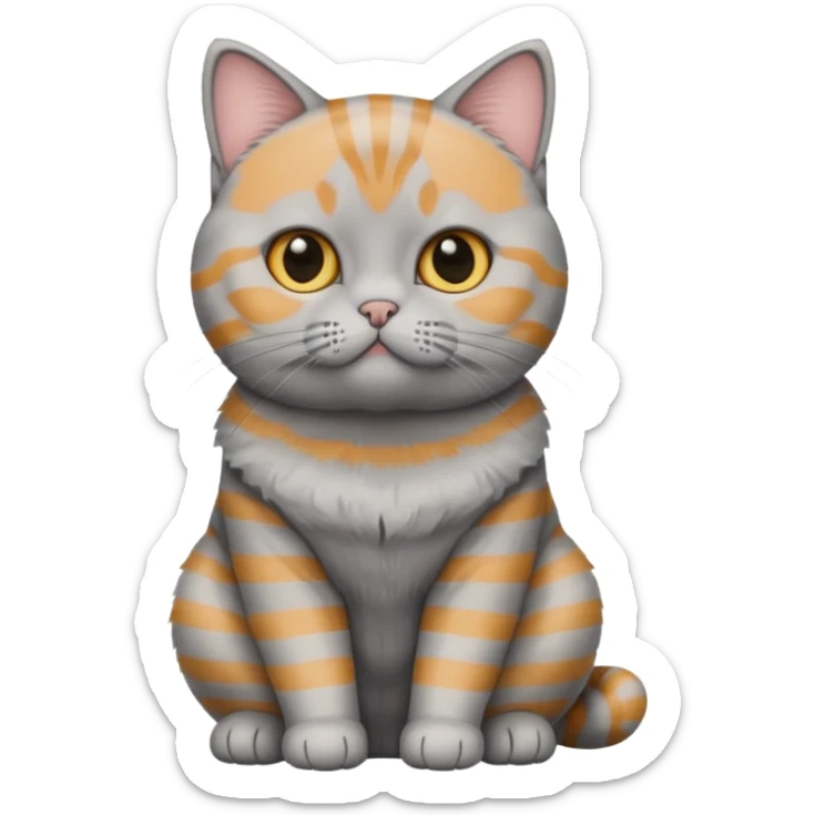 Generate an emoji of a British Shorthair cat with a gray stripe sticker