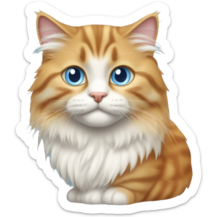 siberian cat with orange fur in the nose and ears, and light blue eyes sticker