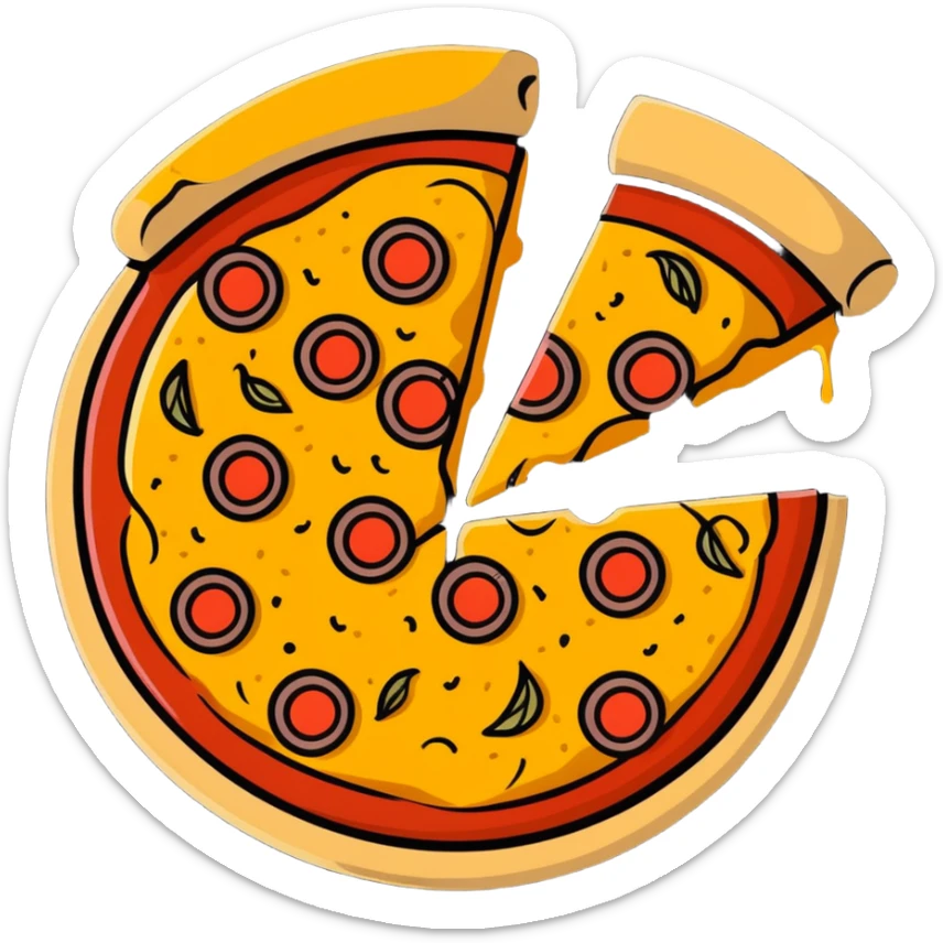 Extravagant gourmet pizza with gold leaf, wagyu beef, and truffle shavings sticker