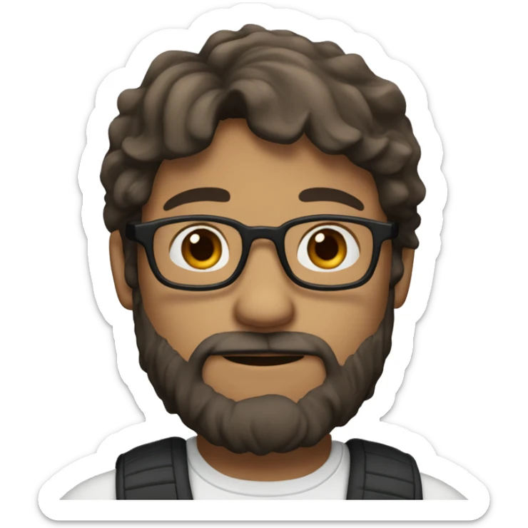 I need a character who has a beard, has brown hair and brown eyes, and has glasses.
 sticker