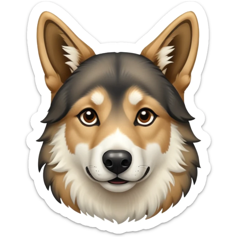 A German shepherd/husky mix with a horse body, horse hair sticker