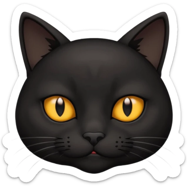 The face of a black cat with a hip frown (thin cheeks, not much hair) sticker