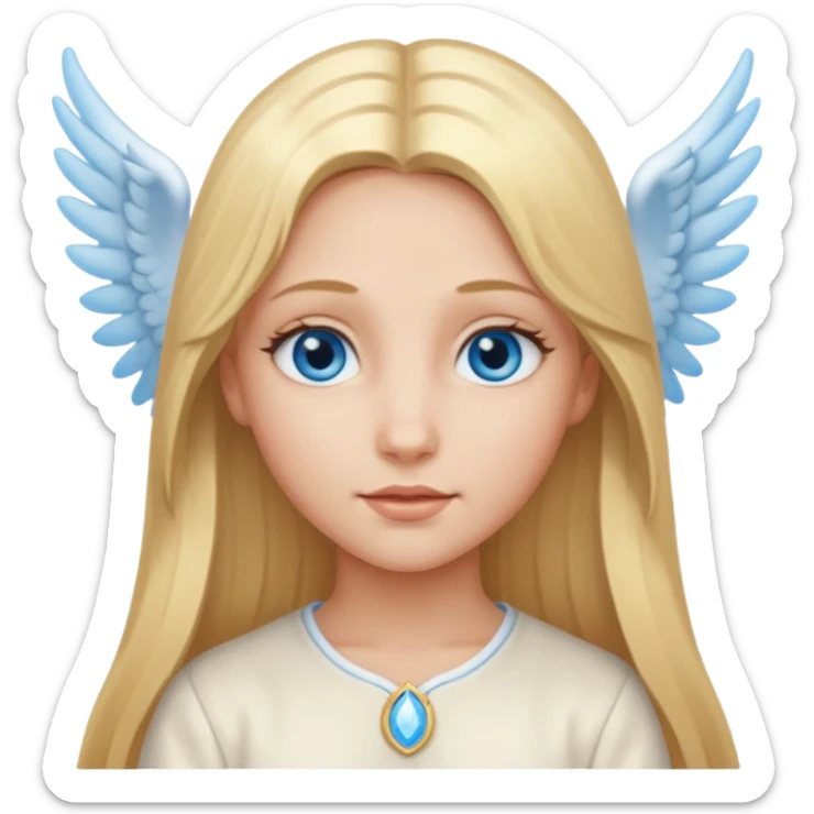 girl whit long blond hair, blu eyes and an angelic face sticker