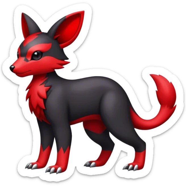 Cool black red animal hybrid Fakemon full body sticker