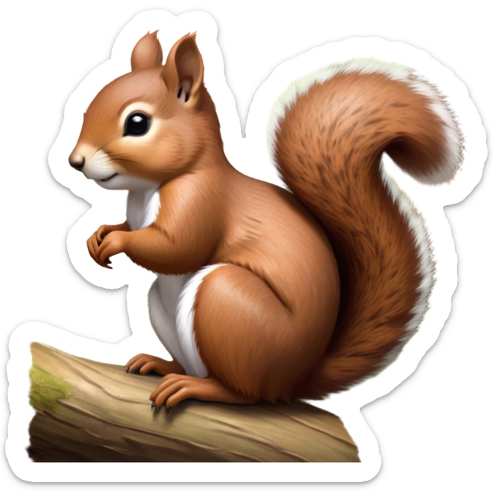 Beautiful and Majestic Squirrel Portrait Emoji, Head and body rendered in serene repose with a gentle, content smile and softly closed eyes, showcasing a delicately textured, bushy-tailed form and perky little ears, Simplified yet exquisitely endearing features, highly detailed, glowing with a soft, drowsy woodland light, high shine, relaxed and utterly enchanting, stylized with an air of timeless forest majesty, soft glowing outline, capturing the essence of a beautiful and majestic squirrel that embodies the pure charm of nature! sticker