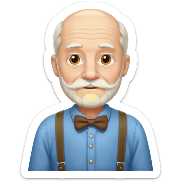 emoji of a great-grandfather, very old man, with suspenders, white beard, friendly expression sticker