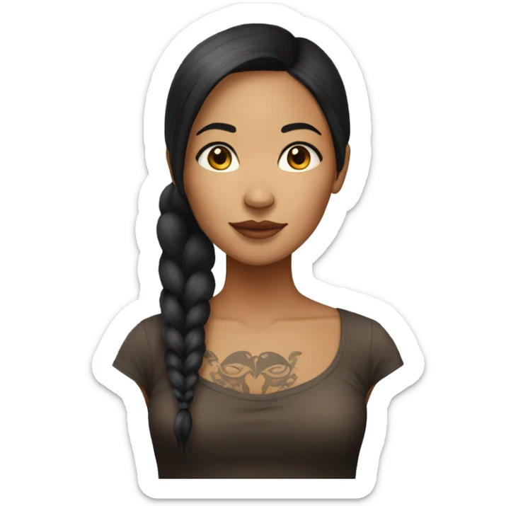 Half Indonesian half Dutch woman with long dark and tattoos  sticker
