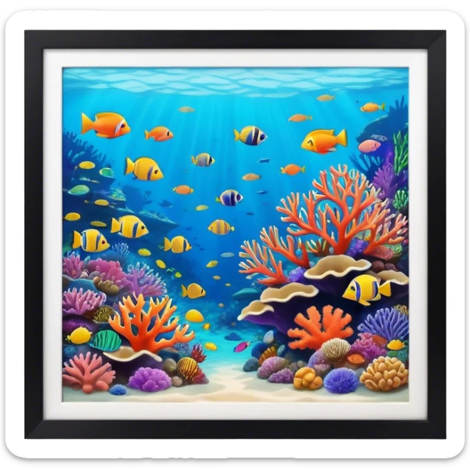 Great Barrier Reef Landmark Emoji – Featuring colorful coral formations and tropical fish. sticker
